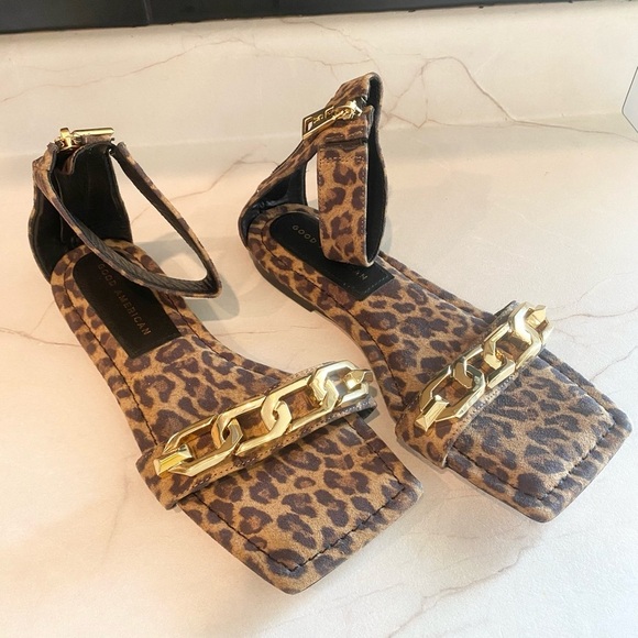 Good American Shoes - Good American Ankle Strap Sandals Leopard size 7.5​​